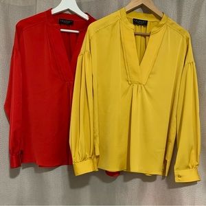 NWT! Set of 2 Long Sleeve Flowy Tops by Laundry, Shelli Segal, Size XS-XL